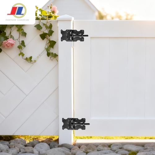 Self Closing Gate Hinges, Adjustable Fence Hinges, 2 Pack - style: Vinyl Gate