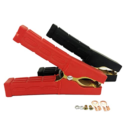 Jumper Cable Battery Clamps Crocodile Clamp Pure Copper 100A/800A/1500A Car Battery Charger Clamps Power Replacement Battery Alligator Clips Jumper Cables Clamp (100-500A) - color: 100-500a