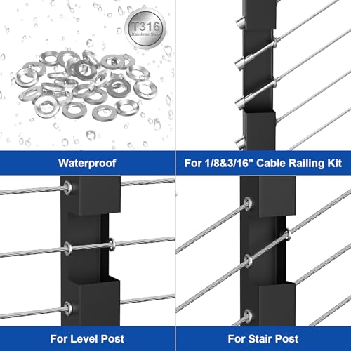 BLIKA 60Pack Cable Railing Adhesive Sleeves for Deck Stair Railings Posts - size: Silver