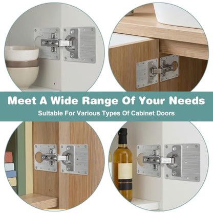 4Pcs Cabinet Door Repair Plate Kit Cabinet Hinge Repair Plate Kit