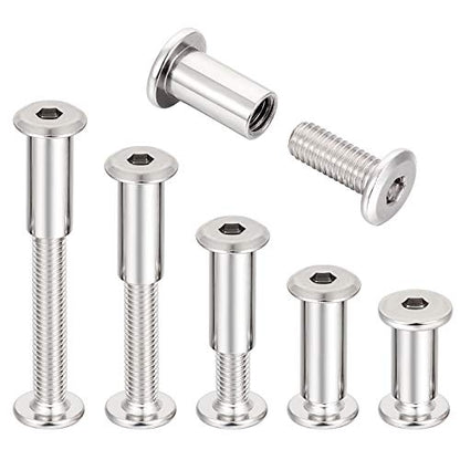 40 Sets Silver Furniture Connector Bolts M6x15mm Binding Screws for Wood - color: M6x15mm-D