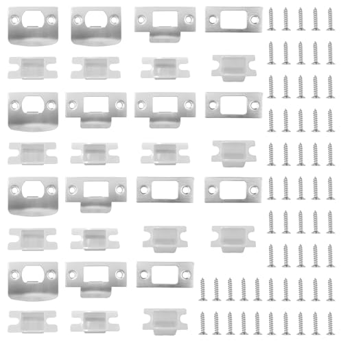 15-Pack Universal Door Lock Strike Plates - Stainless Steel Reinforcement Kit (3 Types) with Screws & Boxes