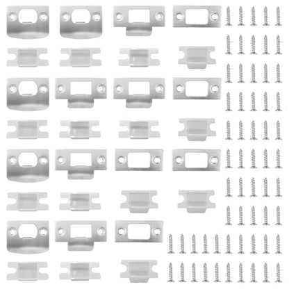 15-Pack Universal Door Lock Strike Plates - Stainless Steel Reinforcement Kit (3 Types) with Screws & Boxes