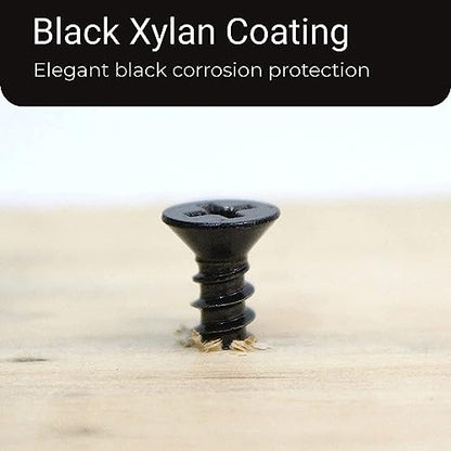Bolt Dropper #8 x 1 Inch Wood Screws, Pack of 100 - Black Xylan Coated Stainless Steel Flat Head Phillips Screw - Corrosion Resistant for Wood, Drywall Applications, and Outdoor Use - size: #8 x 1"