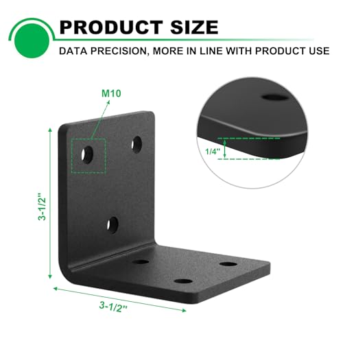 8 Pack 3-1/2x3-1/2 Corner Angle Brackets for Wood - size: 3.5" x 3.5" x 0.26"