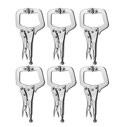 Anxingo 6 Pack 6-Inch Locking C-Clamp Pliers with Swivel Pads - size: 6 × 6"