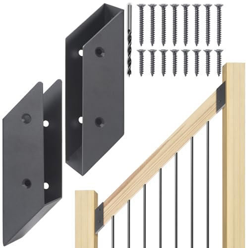 45° Stair Angle Stainless Steel Deck Railing Brackets Connectors for 2"x4" (Actual 1.5"x3.5") Railing Wood Post (8 Pair) - size: Angle 45°