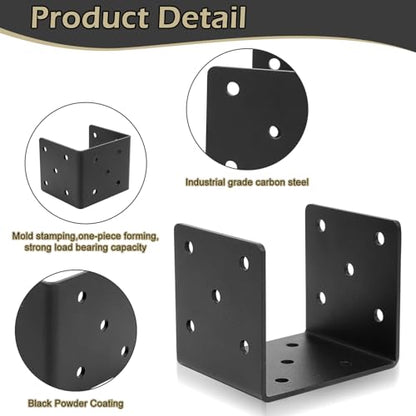 4x4 Concrete Post Base 4Pcs,Post Anchor Connector,3mm Thick - size: U 4''X4''