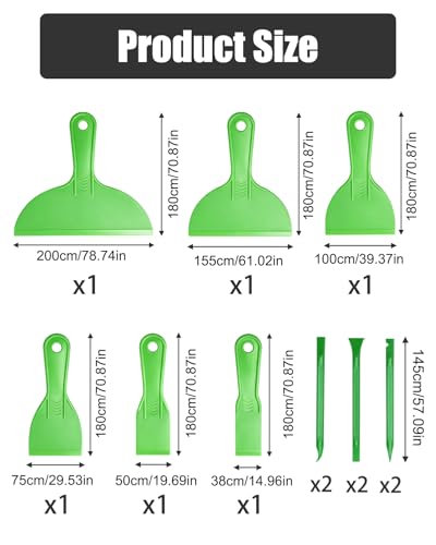 12 Piece Plastic Putty Knife Set Flexible Scraper Tool Kit Green