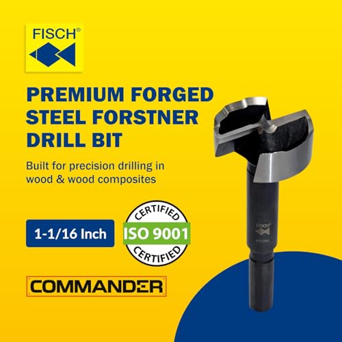 Forstner Drill Bit Black Shark Forged Steel for Woodworking Size:1-1/16 in - size: 1-1/16 in