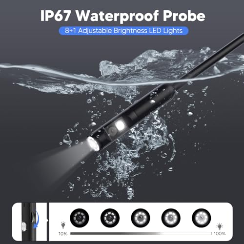 BlueFire 16.4FT Endoscope Borescope, 8+1 LED Semi-Rigid Snake Camera - size: 16.4 FT