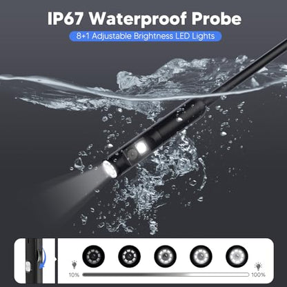 BlueFire 16.4FT Endoscope Borescope, 8+1 LED Semi-Rigid Snake Camera - size: 16.4 FT