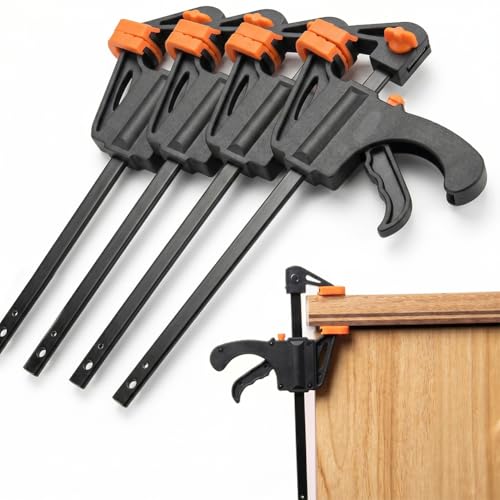 Set of 5 F-Type Clamps - Quick-Release Ratchet Squeeze Woodworking Tools, Manual Tools for Home Renovation.