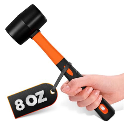 Rubber Mallet Hammer 8 Oz, Soft Face Non-Marring Head (Orange) - color: Orange