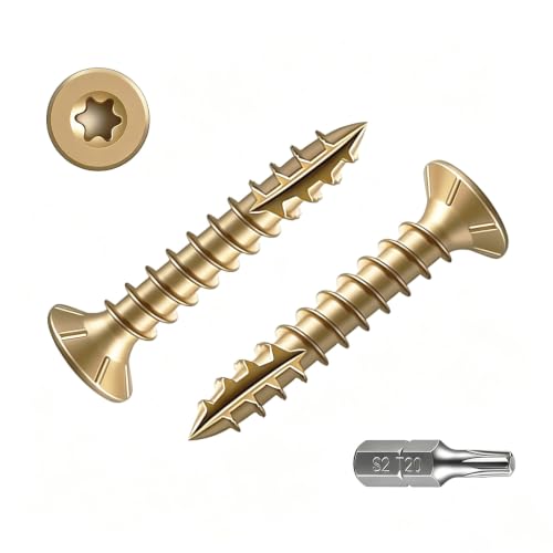 Wensilon #6 * 3/4" Yellow Deck Screws 927pcs 2 lbs 3.5x19mm - color: Yellow, size: #6*3/4"