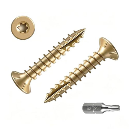 Wensilon #6 * 3/4" Yellow Deck Screws 927pcs 2 lbs 3.5x19mm - color: Yellow, size: #6*3/4"