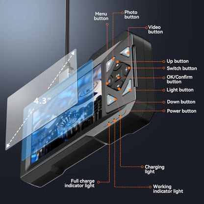 KIRFEIHT Endoscope Camera with Light - Industrial Borescope with 32GB Card - style: Single Lens