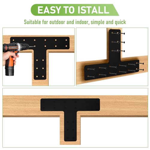 T Post Bracket 4PCS,14"x10" T Flat Mending Plate for 4x4,6x6 Lumber - style: T Shape（14X10)