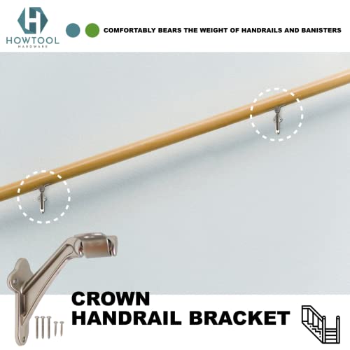 Commercial Grade Handrail Bracket Wall Mounted Satin Nickel, 3 Pack | HOWTOOL
