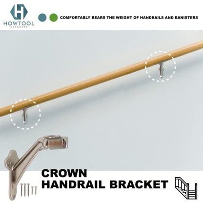 Commercial Grade Handrail Bracket Wall Mounted Satin Nickel, 3 Pack | HOWTOOL
