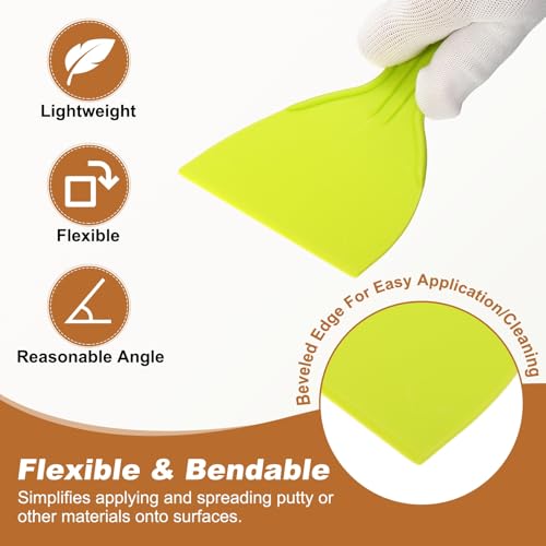 HARFINGTON 10pcs Putty Knife Scraper 4" Width Flexible Plastic Putty Knife Paint Scraper Tool for Taping Drywall Spreading Painting Wall Scratching Yellow - color: Yellow, size: 4"