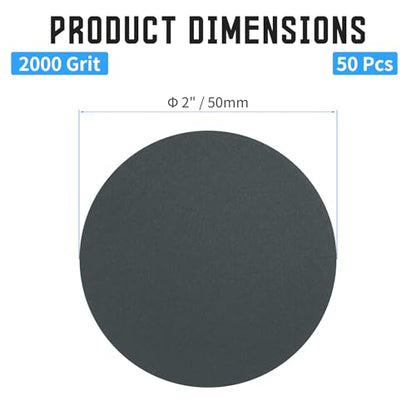 50 Pcs 2" Wet Dry Sandpaper, 2000 Grit, Hook & Loop - style: 2,000 Grit