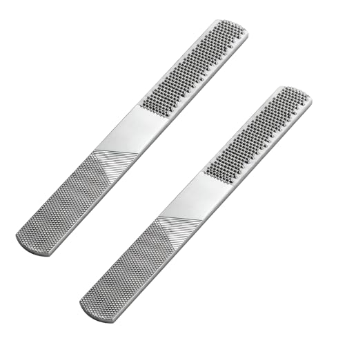 2 PCS Carbon Steel Wood Rasp File Set, 8 Inch Double-Cut Teeth Flat & Round Woodworking Rasps, Professional Hand File for Hardwood Softwood DIY Craft Furniture Repair
