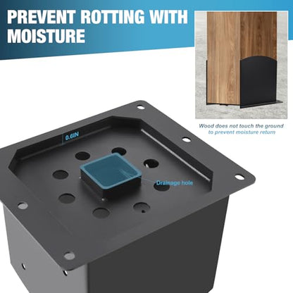 Post Base 4Pcs,6"x6"(Inner Size 5.6"x5.6") Fence Post Brackets - size: 6X6