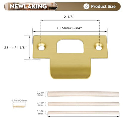 T-Shape Door Strike Plate, Satin Brass, 2-1/8'' Hole Spacing - color: Satin Brass