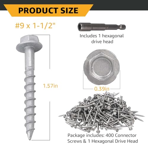 Joist Hanger Screws #9 x 1-1/2" Compatible with SD Connector Screws 400PCS - size: 400PCS
