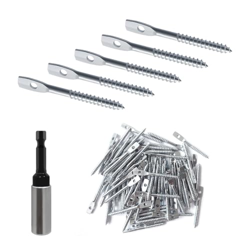 100Pack Eye Lag Screw with 1Pcs Eye Lag Driver 2" Eye Lag Screws Zinc Plated Carbon Steel Eye Lag Wood Screw Drop Ceiling with Attaching Hanger Wire to Joists