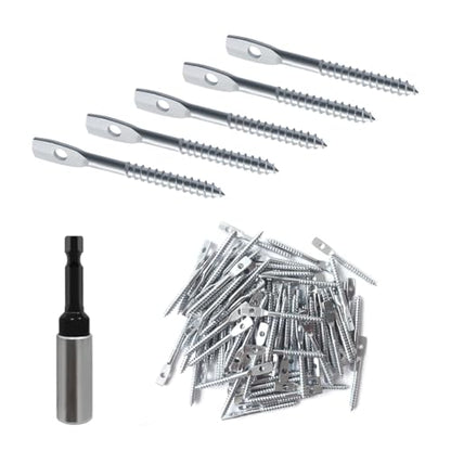 100Pack Eye Lag Screw with 1Pcs Eye Lag Driver 2" Eye Lag Screws Zinc Plated Carbon Steel Eye Lag Wood Screw Drop Ceiling with Attaching Hanger Wire to Joists