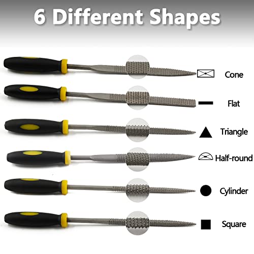 Bivethoi Metal Files Set of 6, Carbon Steel Rasp - style: Set of 6