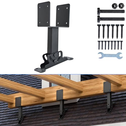 4"x4" Heavy Duty Roof Riser Brackets, 180° Adjustable Angle Pergola Roof Brackets, Black Metal Roof Riser Brackets for Patio Cover, Pergola, Gazebo, Wood Post (1 Pack) - color: Adjustable direction and base, size: 1pcs