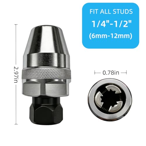 Stud Extractor Tool,Broken Bolt Extractor for 1/4" to 1/2" Studs & Screws | Bolt and Stud Removal Tool for Rusted/Broken/Painted Fasteners (1/4" to 1/2" Studs) - size: 1/4" to 1/2" Studs