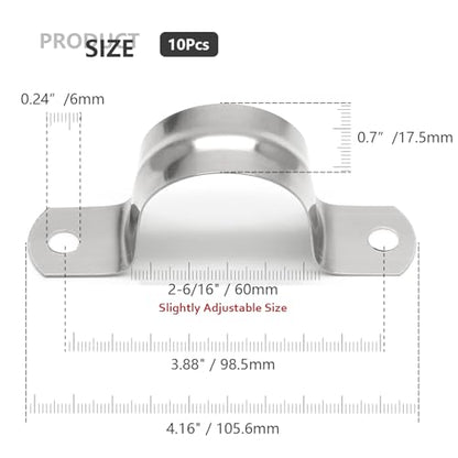 10Pcs 2-3/8 Inch Stainless Steel Conduit Clamps - size: 2-3/8" / 60mm