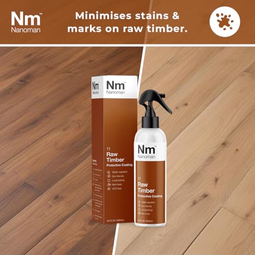 Nanoman Timber & Wood Water Repellent Sealer, 250mL – Invisible Waterproofing & Stain Protection for Raw Wood, Furniture, Benchtops, Vanities, Indoor & Outdoor