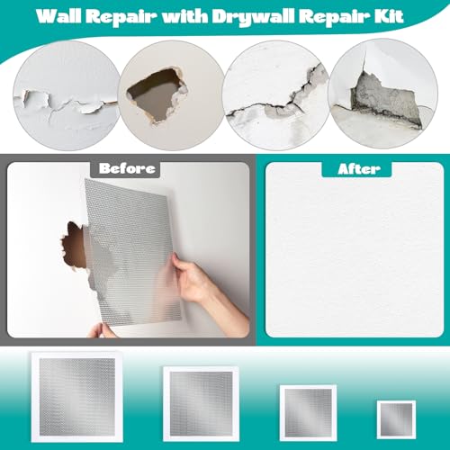 16Pcs Drywall Repair Kit, 2/4/6/8in Self-Adhesive Drywall Patch Kit - size: 16Pcs