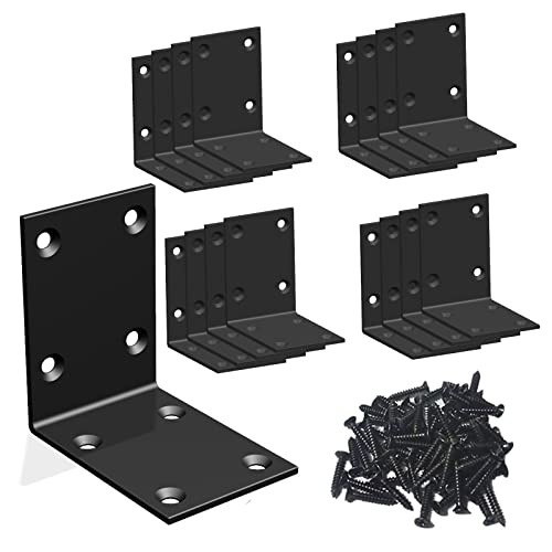 Black Stainless Steel Corner Bracket L Brackets Metal Corner Brace - size: 2.8x2.8x2