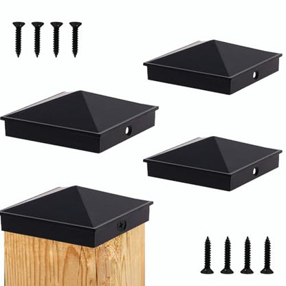 4x4 Heavy Duty Aluminum Post Caps Cover, Matte Finish Powder Coated Surface - color: Black, size: 3.5" x 3.5"