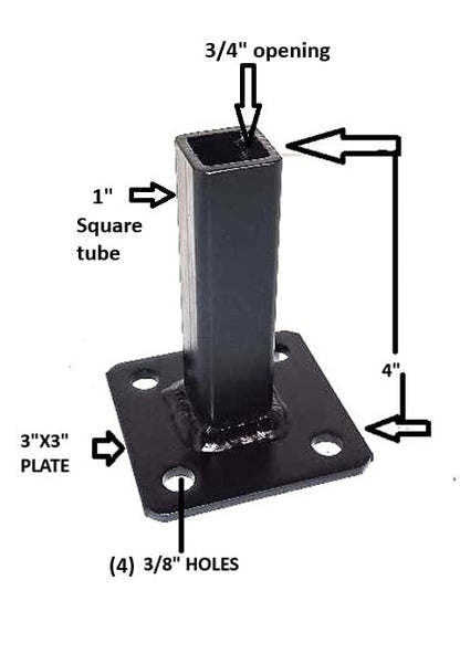 Welding Repair on 1" Non Removable Outdoor Black Rusty Iron Railings Posts 4" Repair Mount,Rail Post Hollow or Solid,3 inch Base Plates Metal Handrail Bracket Paint w Bolts