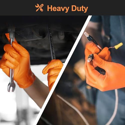 TitanFlex Heavy Duty Industrial Orange Nitrile Gloves, 8-mil, Gloves Disposable Latex Free with Raised Diamond Texture Grip, Powder Free, Rubber Glove, Mechanic Gloves,1000-ct Case (Medium) - color: 03 8mil (1000ct), size: Medium