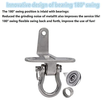 2-Pack Stainless Steel Swing Hangers, Anti-Rust Heavy Duty Hanger, Slient Bearing 180° Rotary Swing, 1500LB Wooden Concrete Playground Yoga Hammock Chair, Sandbag Porch Swing Frame