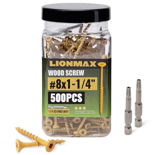 LIONMAX Deck Screws #8 x1-1/4 Inch, Exterior Wood Screws, 500 PCS, Tan - color: Tan, size: #8 x 1-1/4"