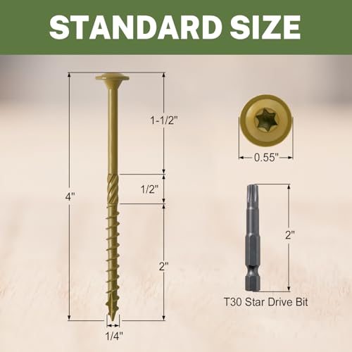 LIONMAX Lag Screws 4 Inch, Structural Wood Screws #14 x 4, 300-PCS, Bronze - color: Bronze, size: #14 x 4"
