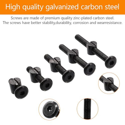 30 Set Crib Screws Replacement Set, M6x20/30/40/50/60mm - size: Black-M6x20/30/40/50/60mm-30 Sets