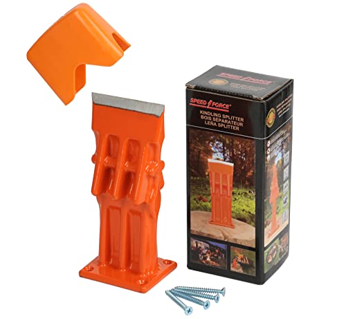 SPEED FORCE Firewood Kindling Log Wood Splitter – No Axe! Wedge Point Splits Firewood, 3 Inch Orange with Safety Cover - color: 3 Inch Orange