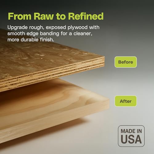 Edge Supply Birch 1-1/2 in x 25 ft Roll – Pre-Glued Iron On Wood Veneer Tape – Wood Veneer Edge Banding Tape with Hot Melt Adhesive, Smooth Sanded Finish Ideal for Furniture & DIY, Made in USA - color: Birch, size: 1-1/2 in x 25 ft