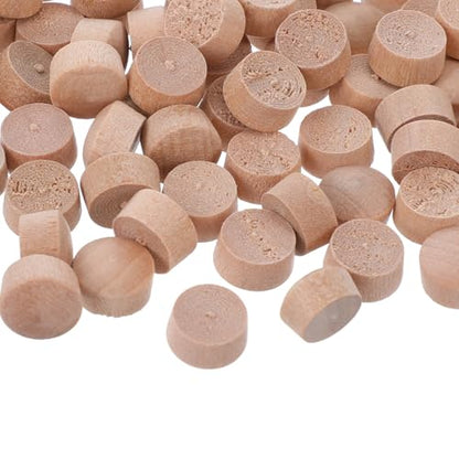 100pcs Flat Head Wood Plugs 3/8 Inch Screw Hole Plugs Wooden Button Plugs Wood Screw Covers Wood Caps Wooden Screw Plugs Multifunctional for Holes in Locking Hole Tube Furniture