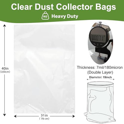 Dust Collector Bags 6 Pcs 7Mil 19.5" Dia 35-70 Gal 31"x40" for Woodworking